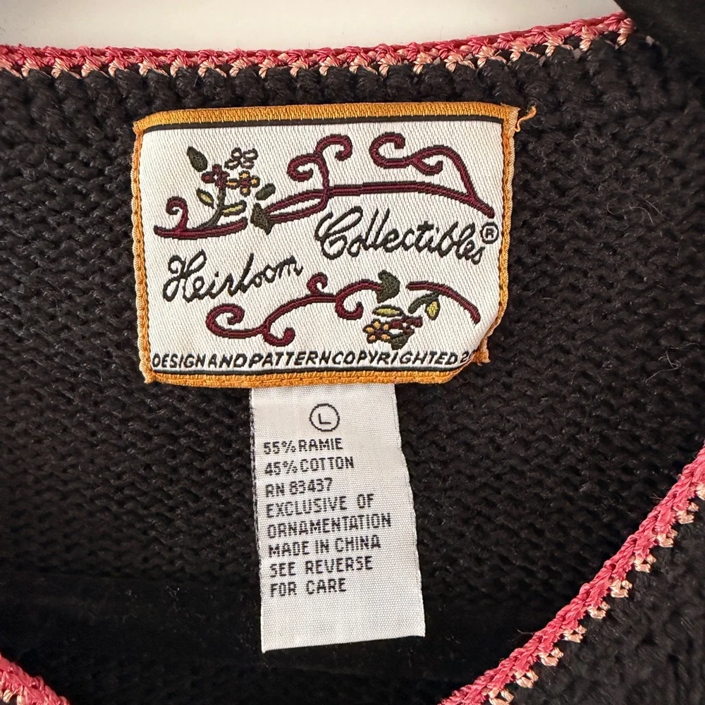 Vintage Heirloom Collectible Embroidered Cardigan – Size L - Picture 3 of 5